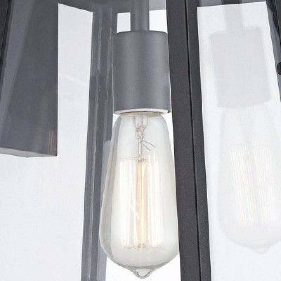 * | Best Deal John Timberland Modern Outdoor Wall Light Fixture Black 13 Clear Glass Edison Style Bulb For Exterior House Porch Patio