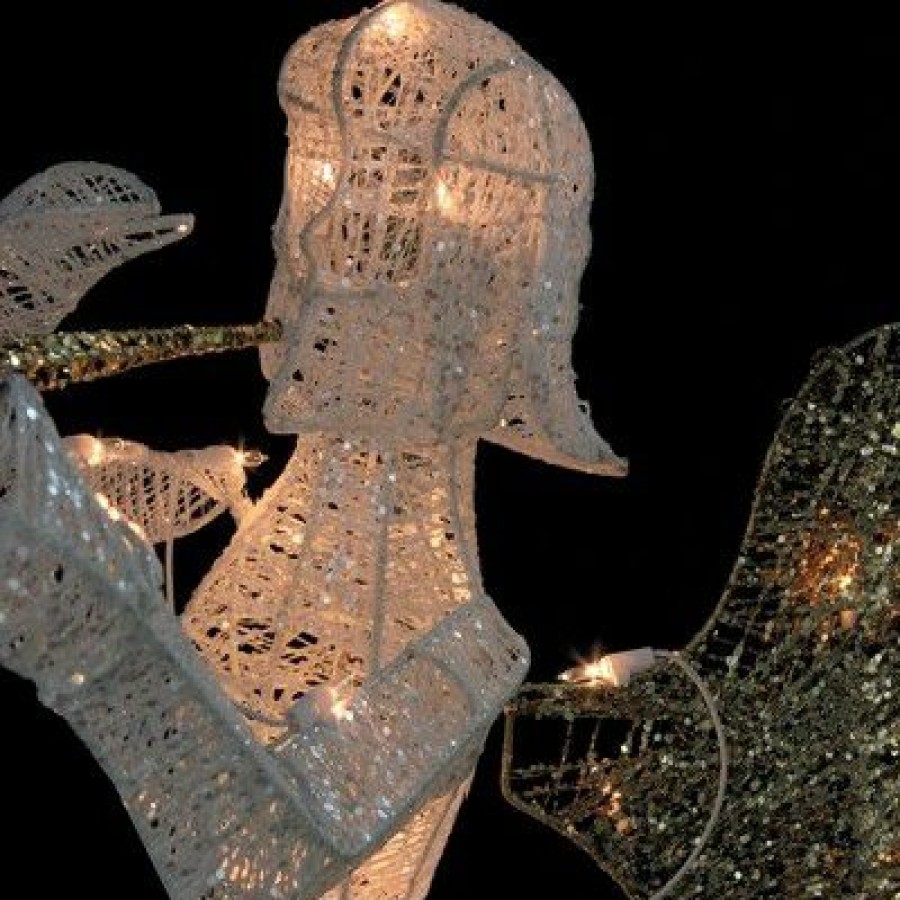 * | Budget Northlight 48 Lighted Glittered Silver And Gold Trumpeting Angel Christmas Outdoor Decoration