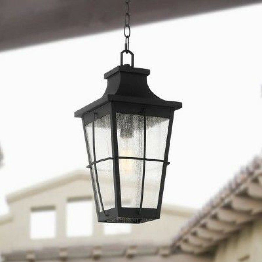 * | Discount John Timberland Modern Outdoor Hanging Light Fixture Rich Black 18 Clear Seeded Glass For Exterior House Porch Patio Outside Deck