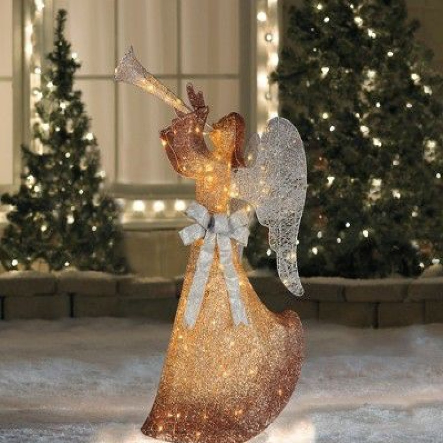 * | Discount Northlight 63 Gold Led Lighted Angel With Trumpet Outdoor Christmas Decoration