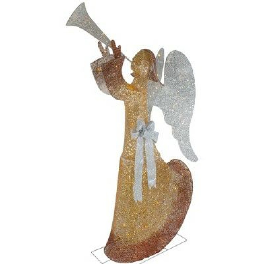 * | Discount Northlight 63 Gold Led Lighted Angel With Trumpet Outdoor Christmas Decoration