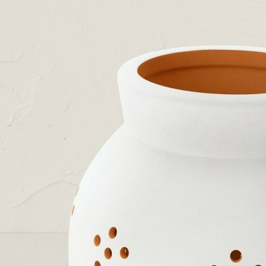 * | Budget Opalhouse Designed With Jungalow Terracotta Outdoor Lantern Candle Holder White/Terracotta Opalhouse Designed With Jungalow