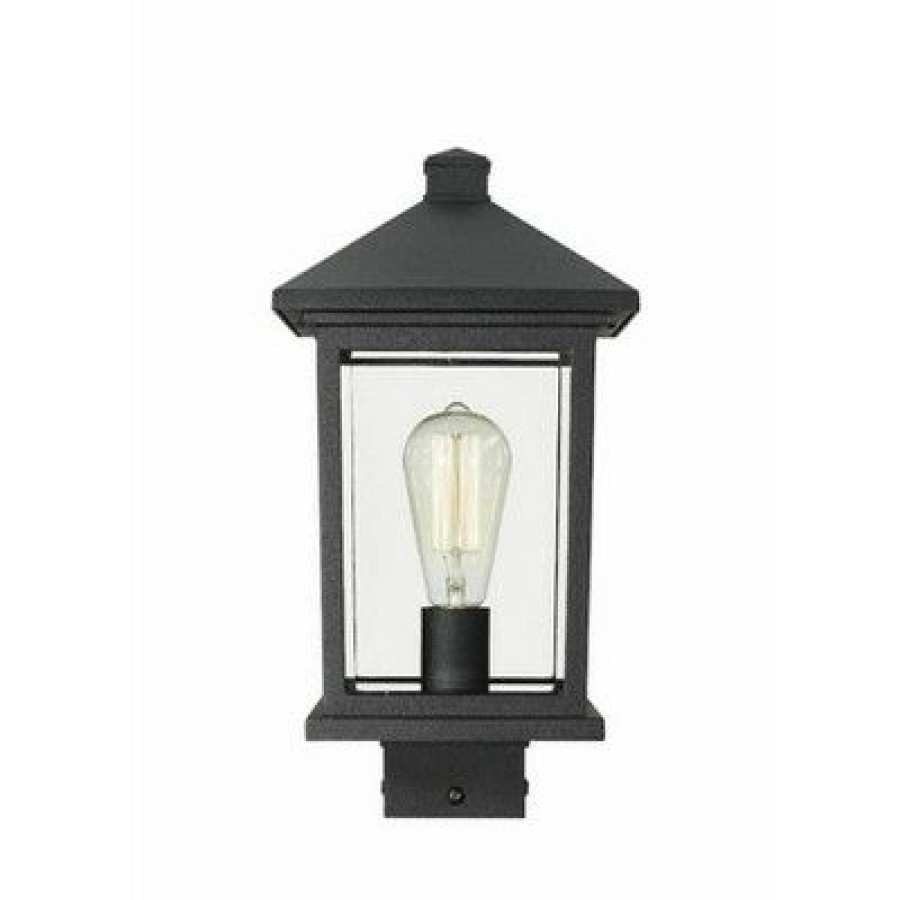 * | Best Deal 1 Light Outdoor Post Mount Sconce Black Aurora Lighting