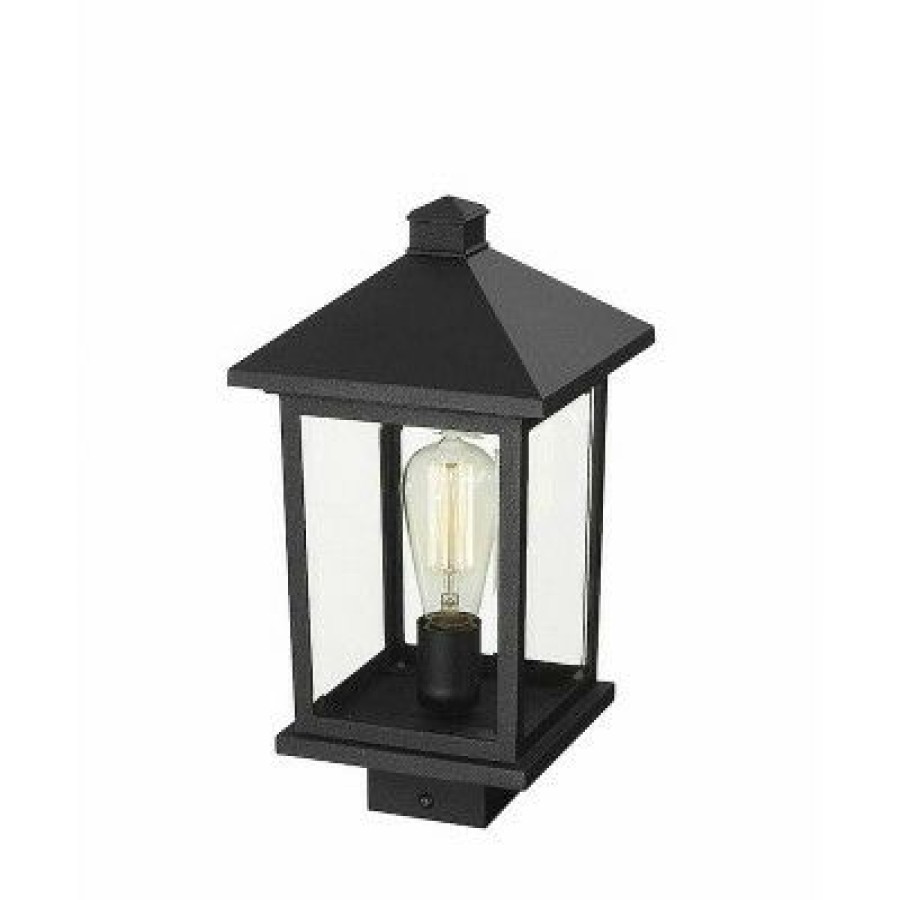 * | Best Deal 1 Light Outdoor Post Mount Sconce Black Aurora Lighting