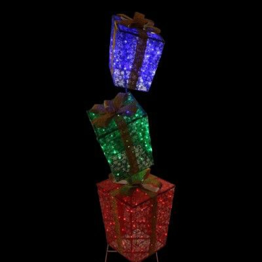 * | Promo Northlight 73 Led Lighted Shimmering Snowflake Stacked Gift Boxes Outdoor Decoration