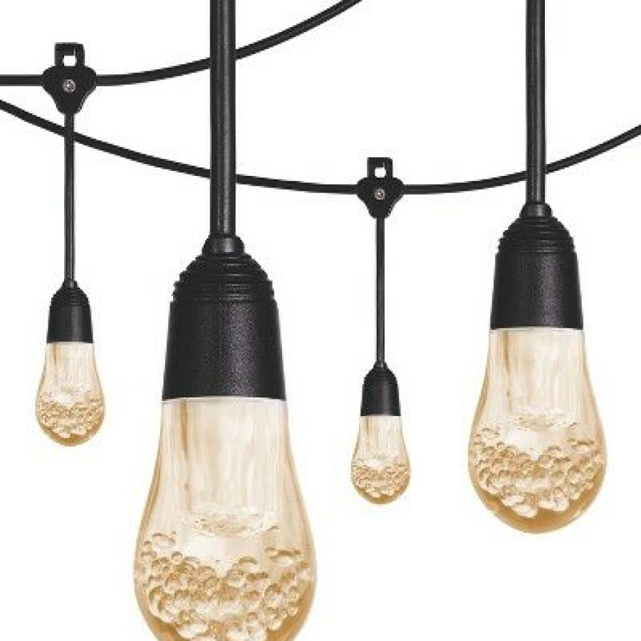 * | Wholesale 24Ct Cafe Outdoor String Lights Integrated Led Bulb Black Wire Enbrighten