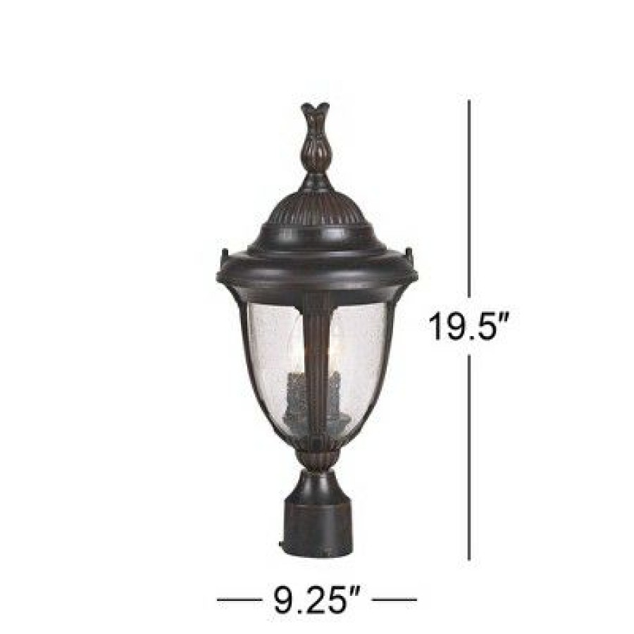 * | Best Sale John Timberland Traditional Outdoor Post Light Fixture Led Bronze 35 1/2 Seeded Glass For Exterior Garden Yard Driveway Walkway