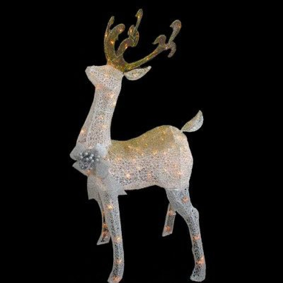 * | Cheapest Northlight 48 White And Gold Lighted Standing Buck Outdoor Christmas Decor