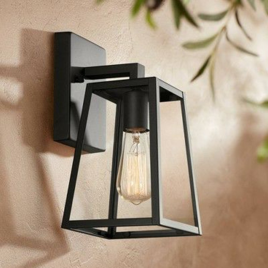 * | Promo John Timberland Modern Outdoor Wall Light Fixture Mystic Black 10 3/4 Clear Glass For Exterior House Porch Patio Deck