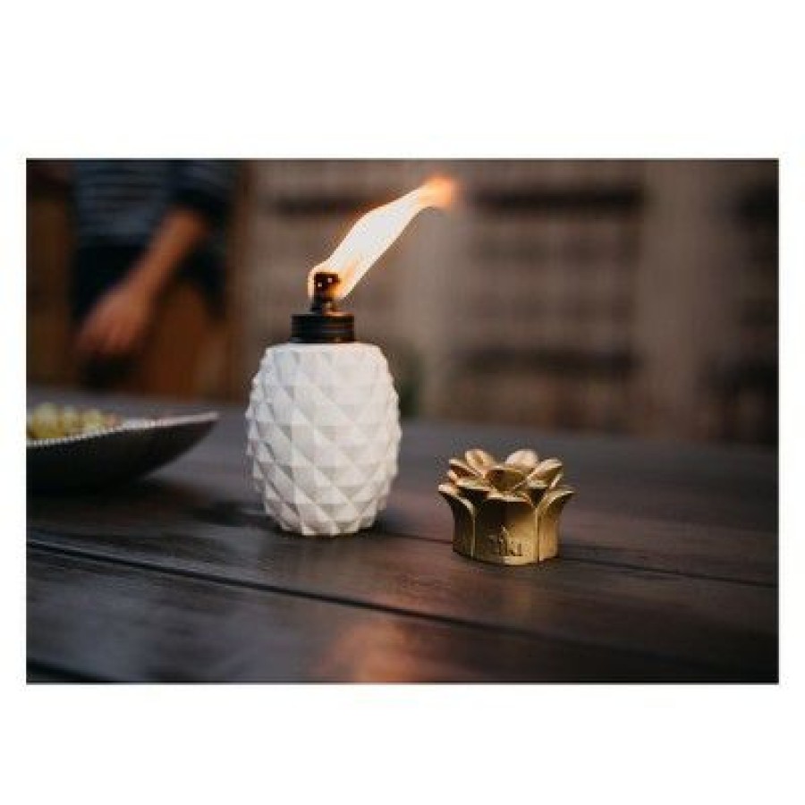 * | Cheap 6.5 3Pk Pineapple Paradise Glass Table Torch White/Gold Tiki