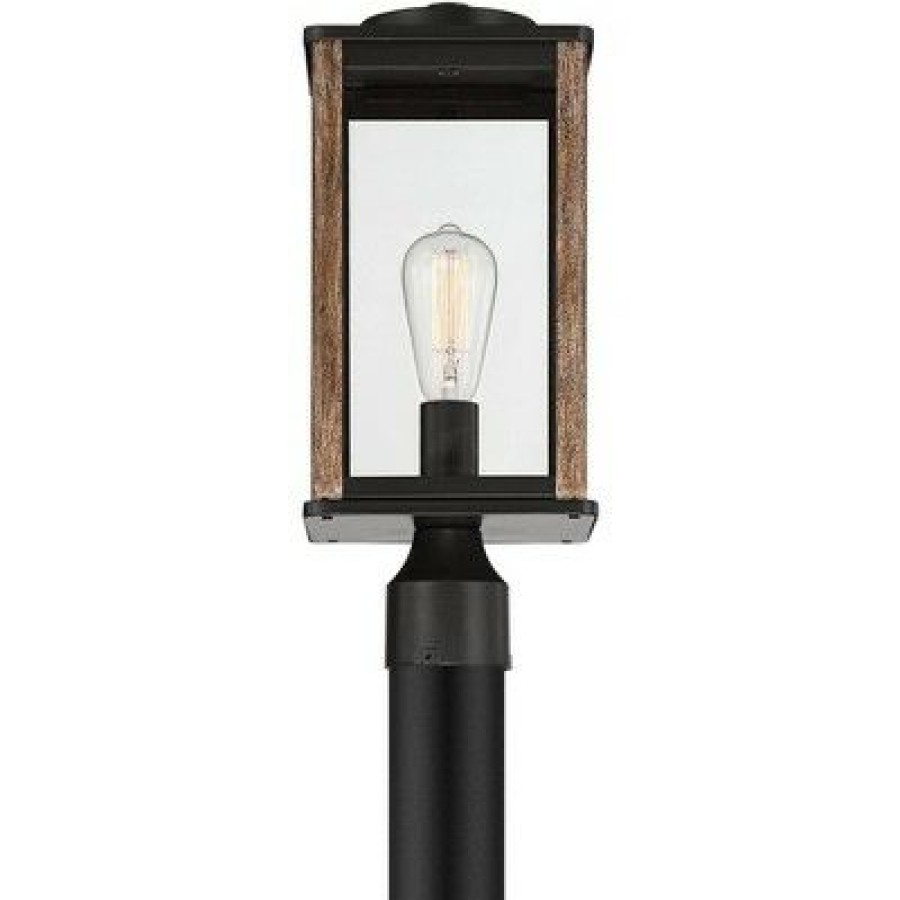 * | Buy John Timberland Modern Farmhouse Outdoor Post Light Fixture Dark Bronze Wood Finish Grain 17 Clear Glass Panels For Exterior House Porch