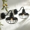 * | Cheapest Franklin Iron Works Vintage Industrial Outdoor Barn Wall Light Fixtures Set Of 2 Black Iron 9 Gooseneck Arm Glass Exterior House