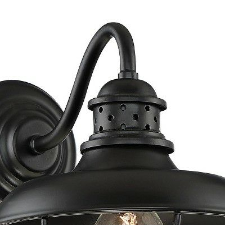 * | Cheapest Franklin Iron Works Vintage Industrial Outdoor Barn Wall Light Fixtures Set Of 2 Black Iron 9 Gooseneck Arm Glass Exterior House