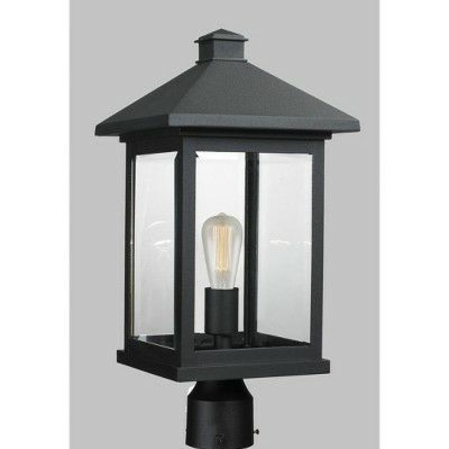 * | Outlet 1 Light Outdoor Post Mount Black Aurora Lighting