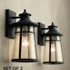 * | New John Timberland Outdoor Wall Light Fixtures Set Of 2 Cast Iron Black 15 Clear Seedy Glass For Exterior House Porch Patio Deck