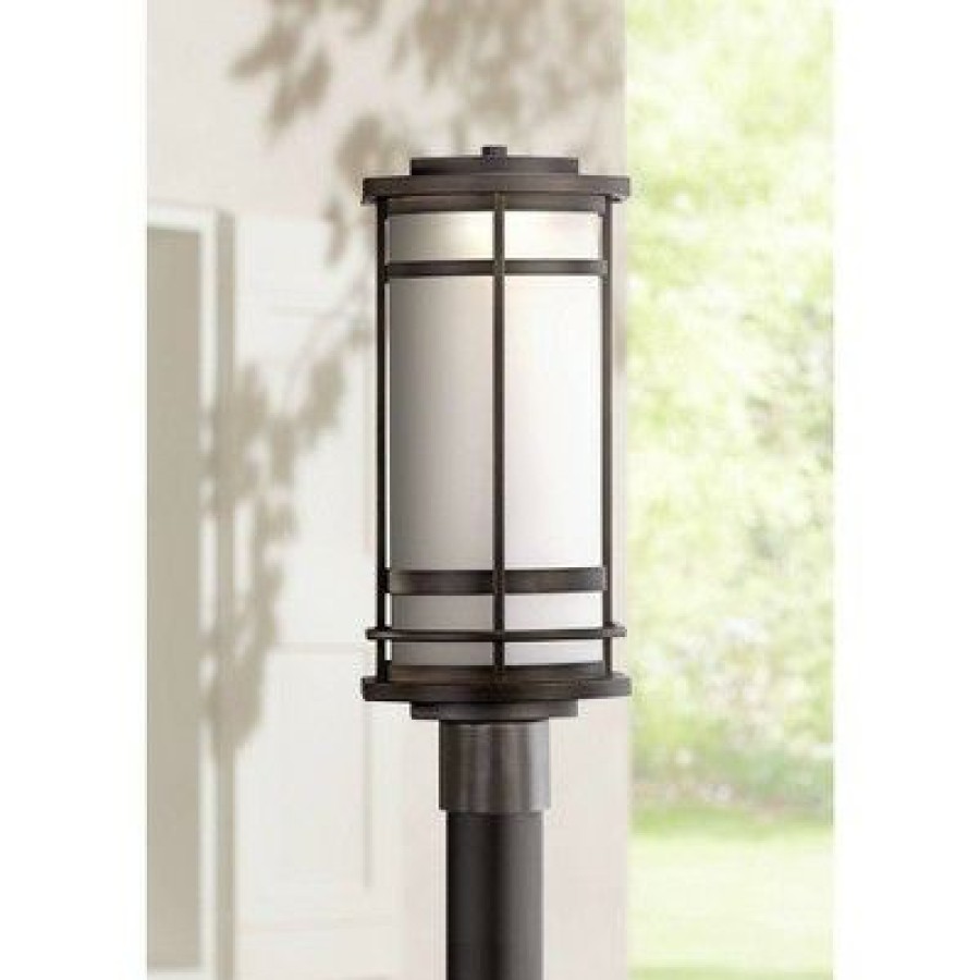 * | Best Pirce Possini Euro Design Modern Outdoor Post Light Fixture Bronze Metal 19 Etched Glass Shade For Exterior House Porch Patio Outside