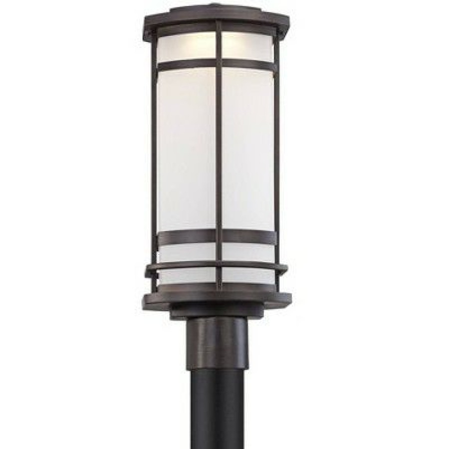 * | Best Pirce Possini Euro Design Modern Outdoor Post Light Fixture Bronze Metal 19 Etched Glass Shade For Exterior House Porch Patio Outside