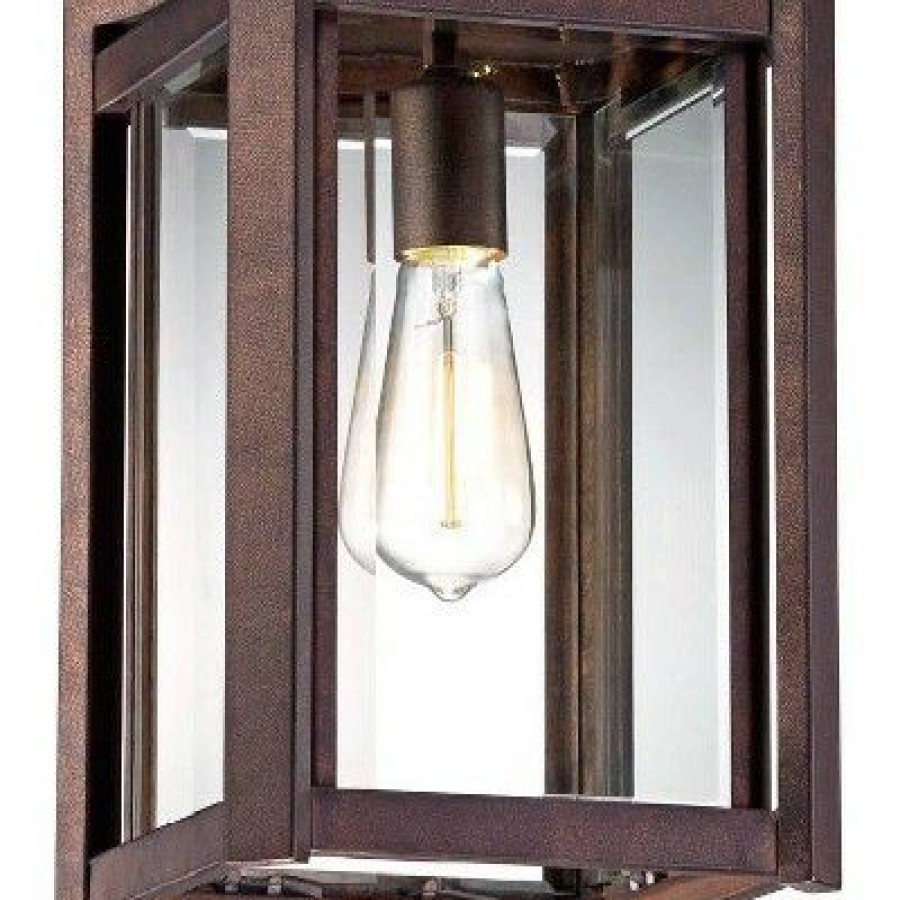 * | Promo Franklin Iron Works Modern Outdoor Ceiling Light Hanging Rustic Bronze 17 Clear Glass Damp Rated For Exterior Porch Entryway