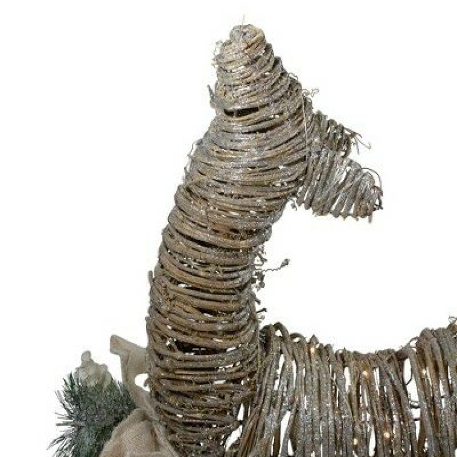 * | Hot Sale Northlight 32 3D Pre-Lit Standing Rattan Reindeer With Ivory Bow And Pine Boughs And Cones Outdoor Christmas Decoration