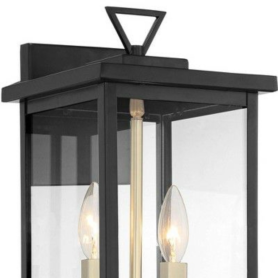 * | Buy Possini Euro Design Modern Outdoor Wall Light Fixture Black Gold 14 Clear Glass For Exterior House Porch Patio Deck