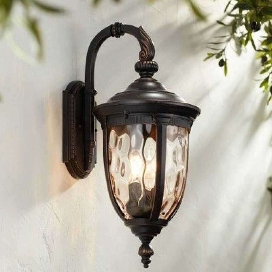 * | Best Deal John Timberland Vintage Outdoor Wall Light Fixture Bronze Metal 20 1/2 Champagne Hammered Glass For Exterior House Porch Patio