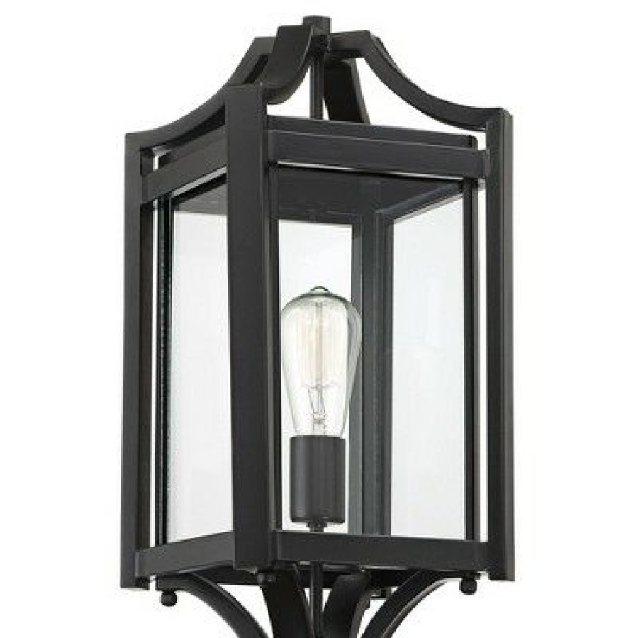 * | Hot Sale Franklin Iron Works Rustic Farmhouse Outdoor Post Light Fixture Black 20 1/4 Clear Glass House Porch Patio Garden Yard Walkway