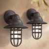 * | Buy John Timberland Industrial Farmhouse Outdoor Barn Light Wall Fixtures Set Of 2 Bronze 13 1/4 Metal Cage Clear Glass For Exterior House