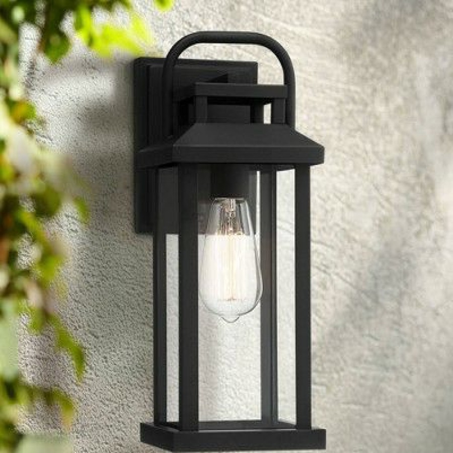 * | Flash Sale John Timberland Modern Industrial Outdoor Wall Light Fixture Matte Black Lantern 14 1/2 Clear Glass Exterior House Porch Patio