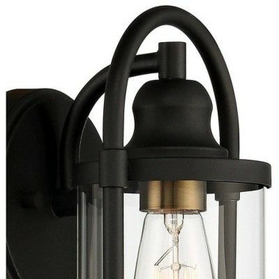 * | Brand New John Timberland Farmhouse Outdoor Wall Light Fixture Black Metal 10 1/4 Clear Glass For Exterior House Porch Patio Entryway