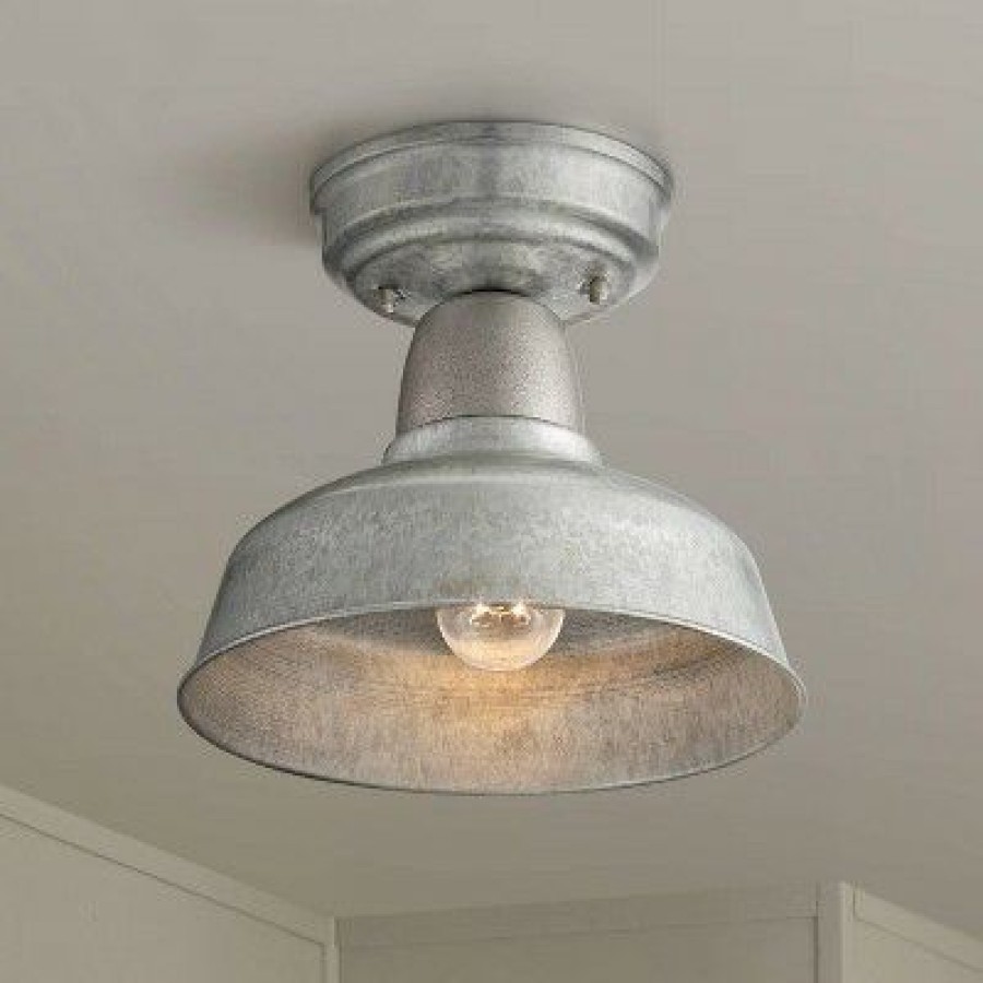 * | Promo John Timberland Rustic Outdoor Ceiling Light Fixture Semi Flush Urban Barn Farmhouse Galvanized 10 1/4 For Porch Kitchen