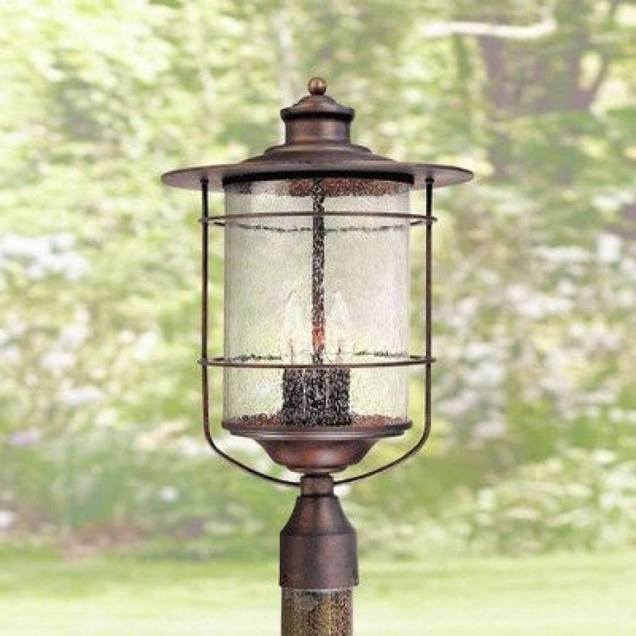 * | Top 10 Franklin Iron Works Industrial Farmhouse Outdoor Post Light Bronze 19 3/4 Clear Seedy Glass Lantern For Exterior Garden Yard