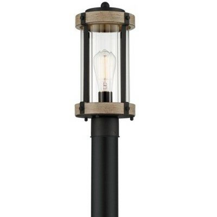 * | Best Reviews Of John Timberland Rustic Outdoor Post Light Fixture Black Metal Gray Wood Finish 14 1/2 Clear Glass For Exterior House Porch Patio Outside