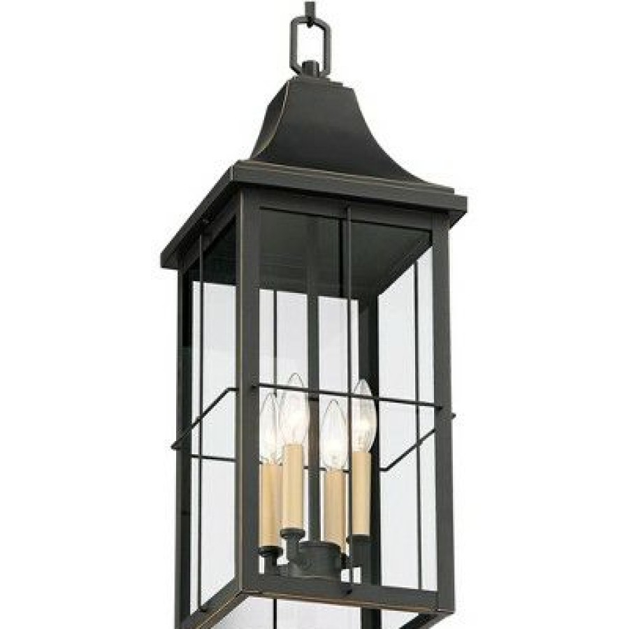 * | Hot Sale John Timberland Traditional Outdoor Hanging Light Fixture Black Warm Gold 24 3/4 Clear Glass Panels Exterior House Porch Patio