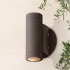 * | Flash Sale Possini Euro Design Modern Outdoor Wall Light Fixture Matte Bronze Cylinder 6 1/2 Tempered Glass Lens Up Down For Exterior House