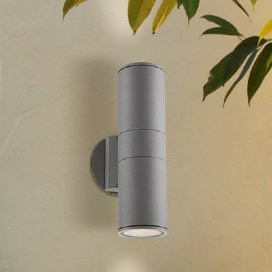 * | Budget Possini Euro Design Modern Outdoor Wall Sconce Fixture Silver 11 3/4 Tempered Glass Lens Up Down For Exterior House Porch Patio