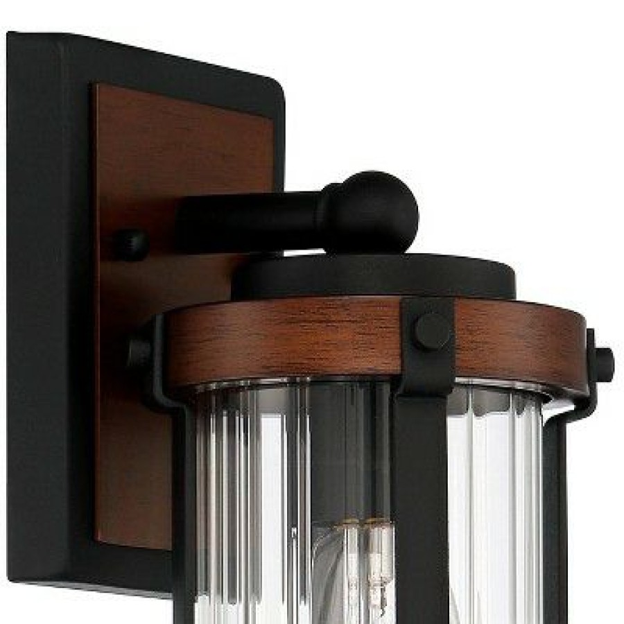 * | Discount John Timberland Modern Rustic Outdoor Wall Light Fixture Black Aluminum Dark Wood Finish 11 3/4 Clear Glass Exterior House Porch Patio