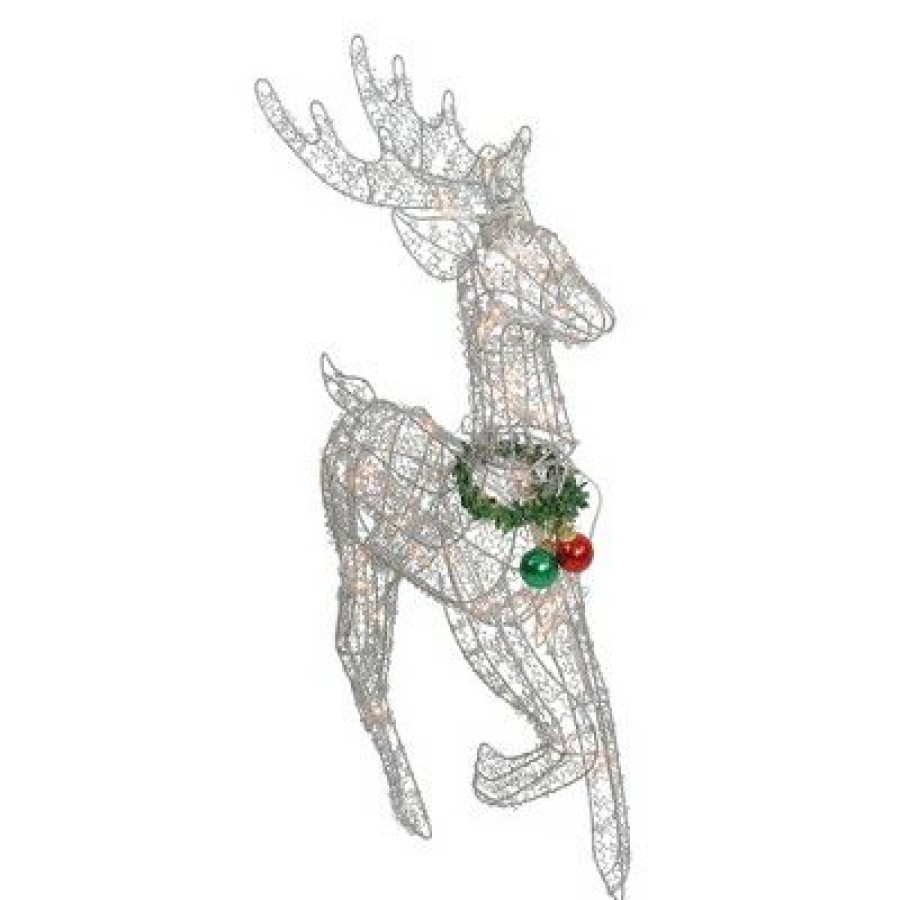 * | Deals Northlight 25 Silver And Green Lighted Prancing Reindeer Christmas Outdoor Decor