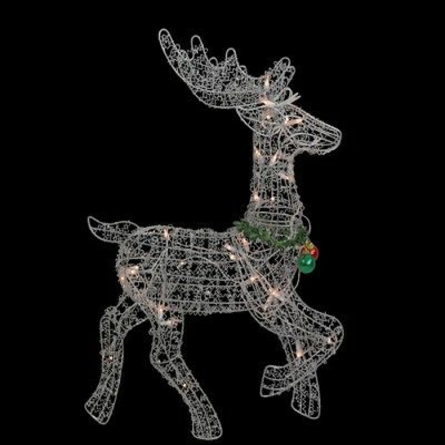 * | Deals Northlight 25 Silver And Green Lighted Prancing Reindeer Christmas Outdoor Decor