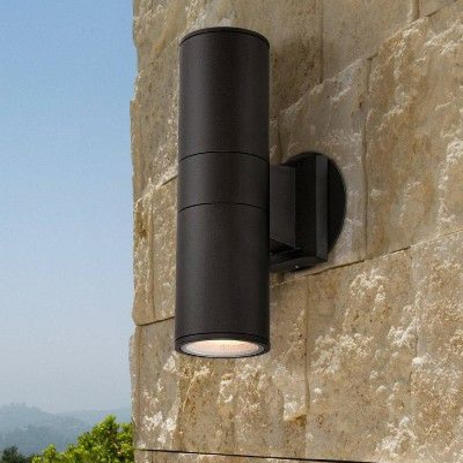 * | Brand New Possini Euro Design Modern Outdoor Wall Light Fixture Black 11 3/4 Cylinder Up Down Exterior House Porch Patio