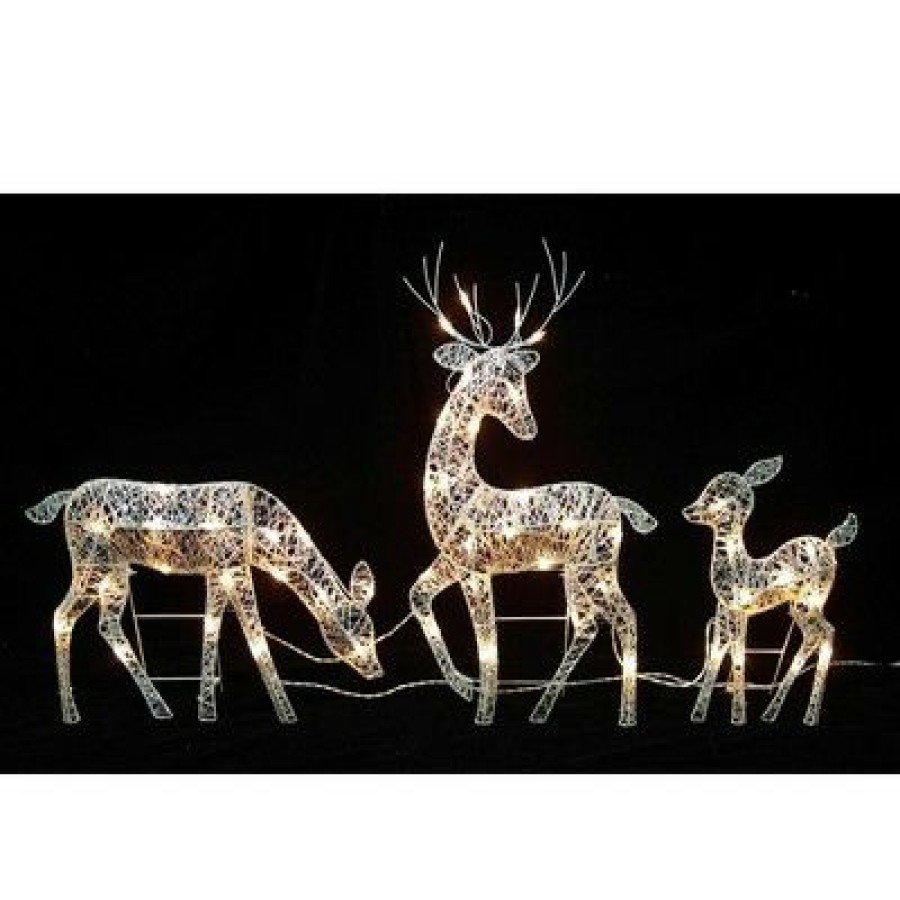 * | Best Sale Northlight Set Of 3 White Glittered Doe, Fawn And Reindeer Lighted Christmas Outdoor Decoration