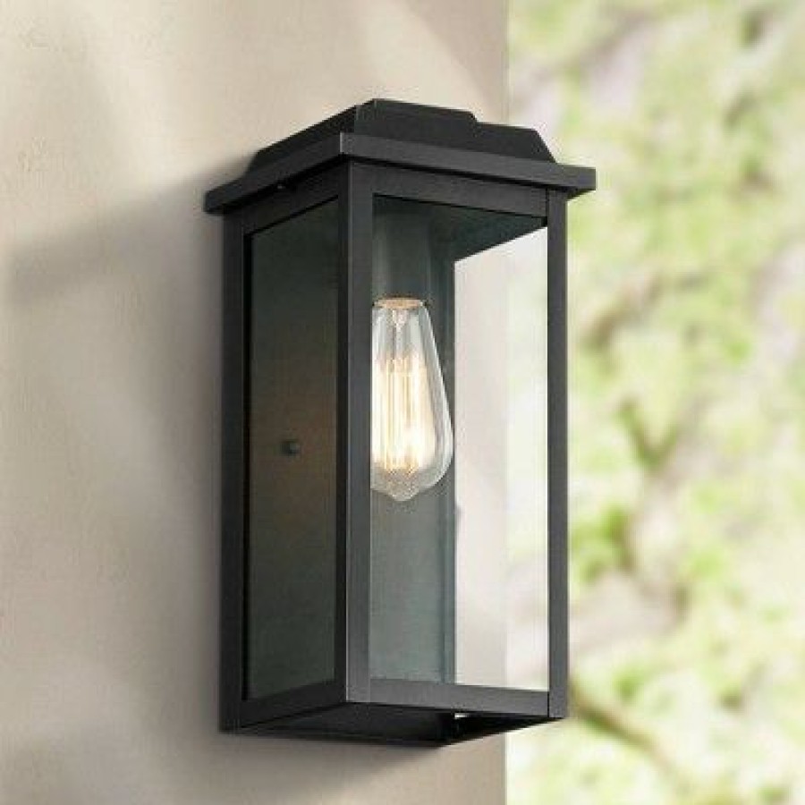 * | Best Pirce John Timberland Rustic Industrial Outdoor Wall Light Fixture Textured Black Metal 14 Clear Glass For Exterior House Porch Patio