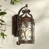 * | New John Timberland Traditional Outdoor Wall Light Fixture Oil Rubbed Bronze Scroll 17 1/2 Amber Hammered Glass For House Porch Patio