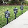 * | Brand New Alpine Corporation Set Of 4 Outdoor Solar Powered Pathway Led Light Stakes Black