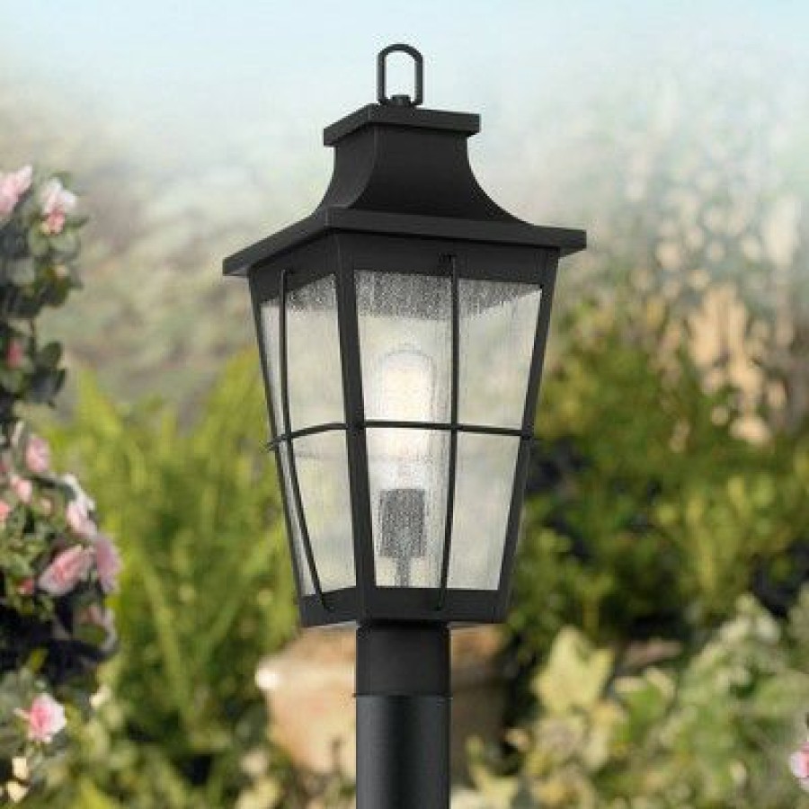 * | Discount John Timberland Modern Outdoor Post Light Black 19 1/2 Clear Seeded Tapered Glass Exterior House Porch Patio Outside Deck Garage