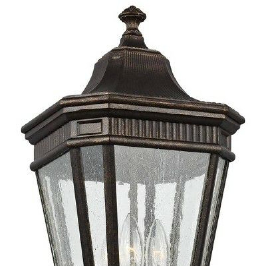 * | New Feiss Cotswold Lane 22 1/2 H Bronze And Seeded Glass Post Light