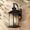 * | Best Deal John Timberland Mission Outdoor Wall Light Fixture Textured Black 13 3/4 Clear Stripped Glass Motion Security Sensor For Porch Entryway