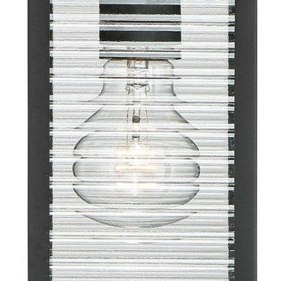 * | Best Deal John Timberland Mission Outdoor Wall Light Fixture Textured Black 13 3/4 Clear Stripped Glass Motion Security Sensor For Porch Entryway