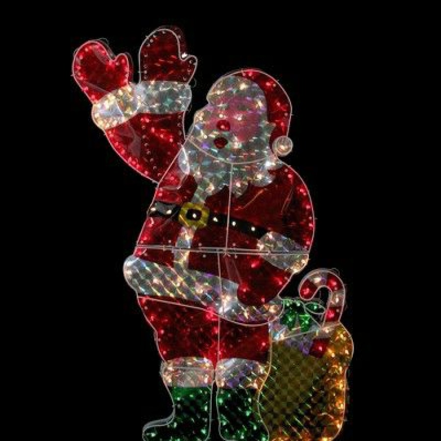 * | Outlet Northlight 48 Holographic Lighted Waving Santa Claus Outdoor Christmas Decoration