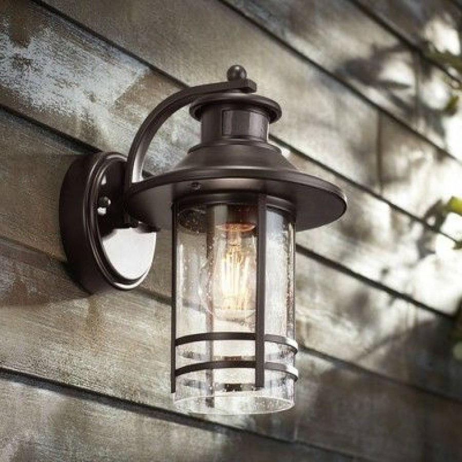 * | Cheapest John Timberland Outdoor Wall Light Fixture Oil-Rubbed Bronze 11 1/4 Seedy Glass Motion Sensor For Exterior House Porch Patio Deck