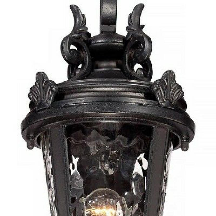 * | Outlet John Timberland Traditional Outdoor Wall Light Fixture Black Steel Scroll 19 Clear Hammered Glass For Exterior House Porch Patio